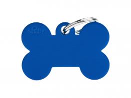 Hundemarke Knochen Alu blau groß mit Gravur
