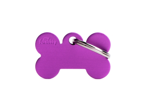 Hundemarke Knochen Alu violett klein mit Gravur