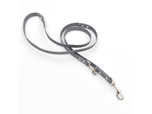 Captain’s Biothane verstellbare Hundeleine Fundstück Grau 13mm/250cm Chrom-Nickel Schrauben