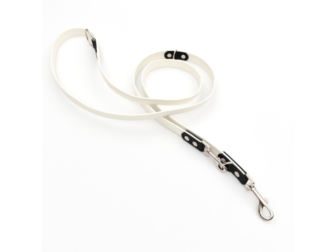 Captain’s Biothane verstellbare Hundeleine Fundstück Weiß/Schwarz 13mm/200cm Chrom-Nickel Schrauben