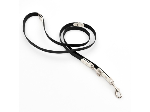 Captain’s Biothane verstellbare Hundeleine Fundstück Schwarz/Weiß 13mm/200cm Chrom-Nickel Schrauben