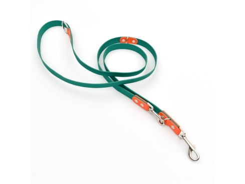 Captain’s Biothane verstellbare Hundeleine Fundstück Petrol/Neonorange 13mm/200cm Chrom-Nickel Schrauben