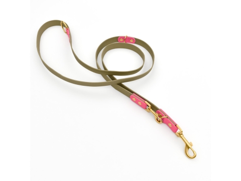 Captain’s Biothane verstellbare Hundeleine Fundstück Schlamm/Pink 13mm/200cm Messing Schrauben
