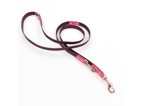 Captain’s Biothane verstellbare Hundeleine Fundstück Berry/Pink 16mm/300cm Rosegold Schrauben