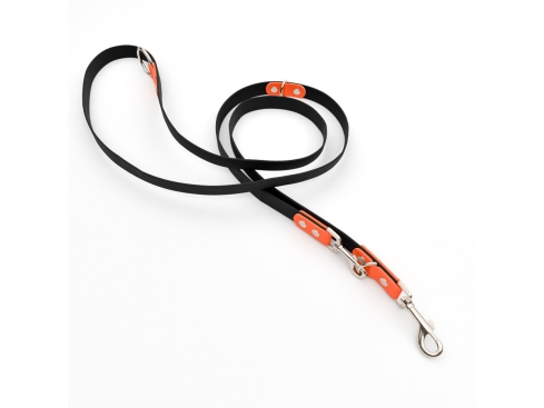 Captain’s Biothane verstellbare Hundeleine Fundstück Schwarz/Neonorange 16mm/200cm Chrom-Nickel Schrauben