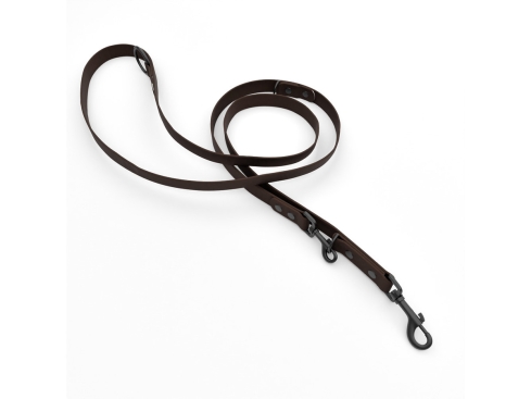 Captain’s Biothane verstellbare Hundeleine Fundstück Dunkelbraun 16mm/200cm Schwarz Nieten