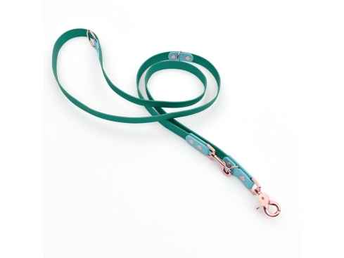 Captain’s Biothane verstellbare Hundeleine Fundstück Petrol/Skyan 19mm/250cm Rosegold Scherenkarabiner Schrauben