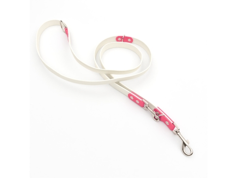 Captain’s Biothane verstellbare Hundeleine Fundstück Weiß/Pink 25mm/200cm Chrom-Nickel Schrauben