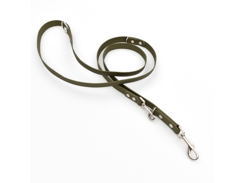 Captain’s Biothane verstellbare Hundeleine Fundstück Oliv 25mm/250cm Chrom-Nickel Nieten