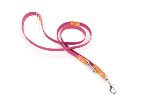 Captain’s Biothane verstellbare Hundeleine Fundstück Passion/Peach 16mm/250cm Chrom-Nickel Schrauben