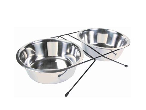 B-Ware Napfset 2 x 2,8 l Edelstahlnäpfe mit Halterung
