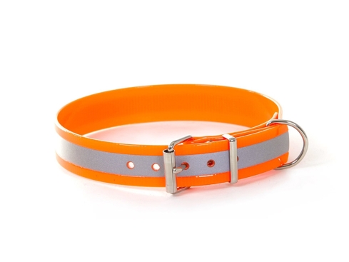 captns Biothane Hundehalsband Fundstück Reflex orange 25mm/45-51 cm Edelstahl Schrauben