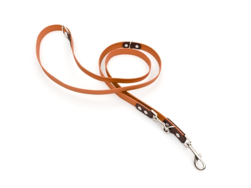 captns Biothane verstellbare Hundeleine Fundstück Canyon/Pecan 13mm/250cm Chrom-Nickel Schrauben