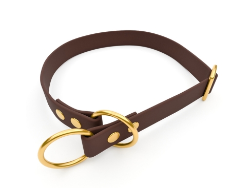 captns Biothane Zugstopp-Hundehalsband Fundstück Pecan 19mm/34-40cm Messing Nieten