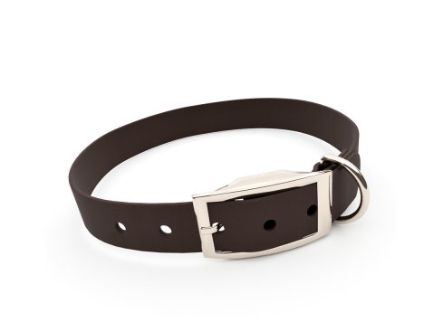 captns Biothane Hundehalsband Fundstück Espresso 25mm/36-44cm Chrom-Nickel Nieten
