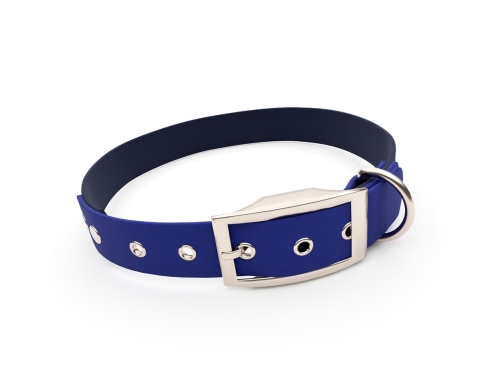 captns Biothane Hundehalsband Einzelstück Marine/Indigo 19mm/20-28cm Edelstahl Schrauben Ösen
