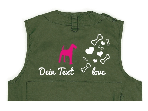 Airedale Hundesport Weste oliv Bones & Hearts