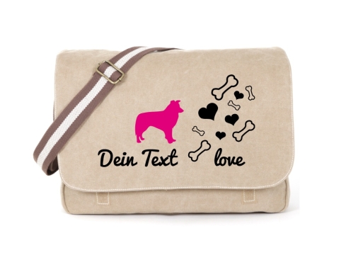 Border Collie Canvas Tasche sahara Bones & Hearts