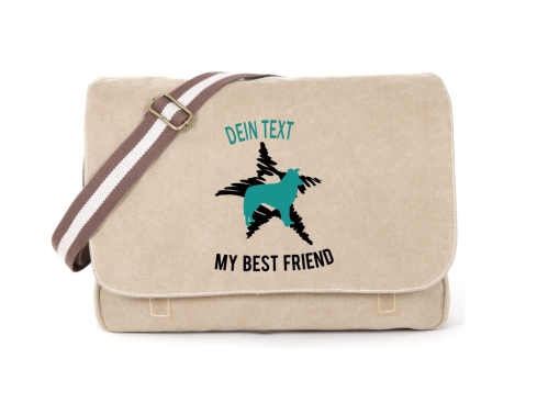 Border Collie Canvas Tasche sahara Dog Star