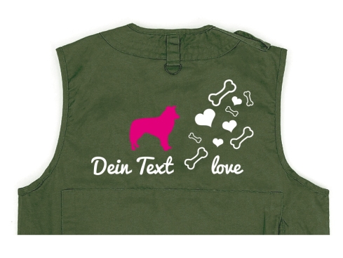 Border Collie Hundesport Weste oliv Bones & Hearts