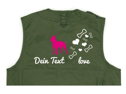 Boston Terrier Hundesport Weste oliv Bones & Hearts