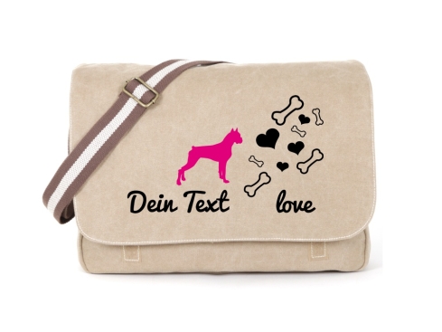 Boxer Canvas Tasche sahara Bones & Hearts