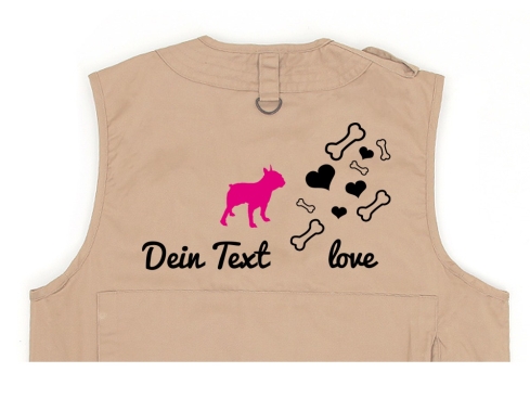 Bulldogge Hundesport Weste khaki Bones & Hearts