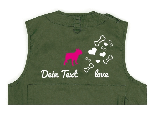 Bulldogge Hundesport Weste oliv Bones & Hearts