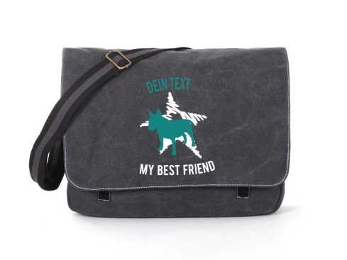 Bullterrier Canvas Tasche schwarz Dog Star