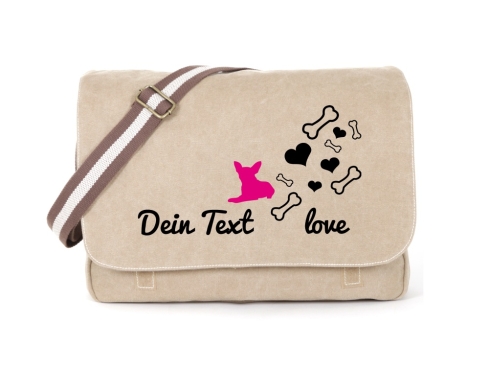 Chihuahua Canvas Tasche sahara Bones & Hearts