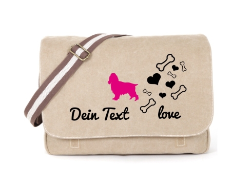 Cocker Spaniel Canvas Tasche sahara Bones & Hearts