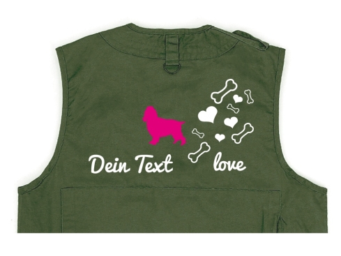 Cocker Spaniel Hundesport Weste oliv Bones & Hearts