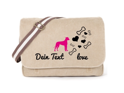 Deutsche Dogge Canvas Tasche sahara Bones & Hearts