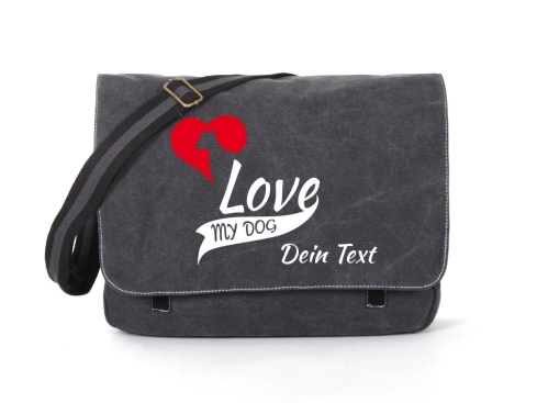 Deutsche Dogge Canvas Tasche schwarz My Dog Love