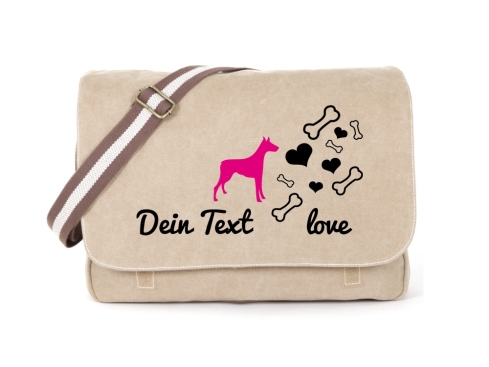 Dobermann Canvas Tasche sahara Bones & Hearts