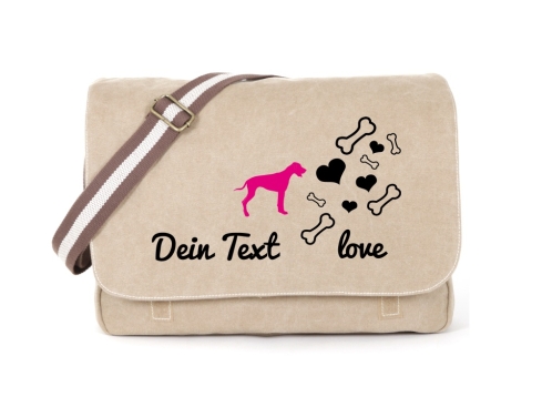 Rhodesian Ridgeback Canvas Tasche sahara Bones & Hearts