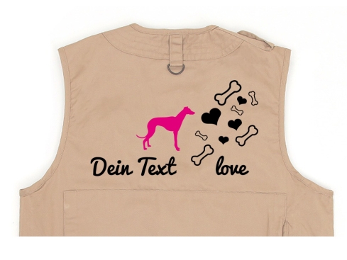 Windhund Hundesport Weste khaki Bones & Hearts