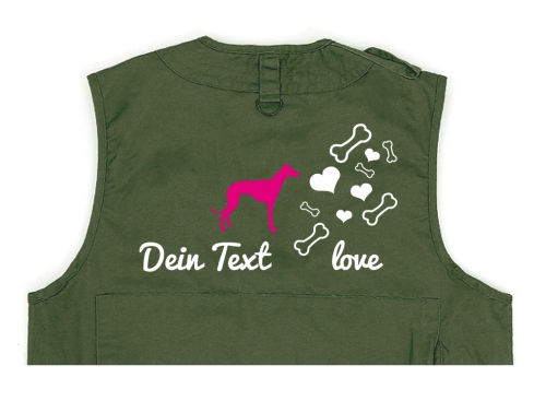 Windhund Hundesport Weste oliv Bones & Hearts