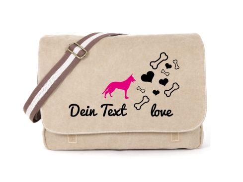 Wolfshund Canvas Tasche sahara Bones & Hearts