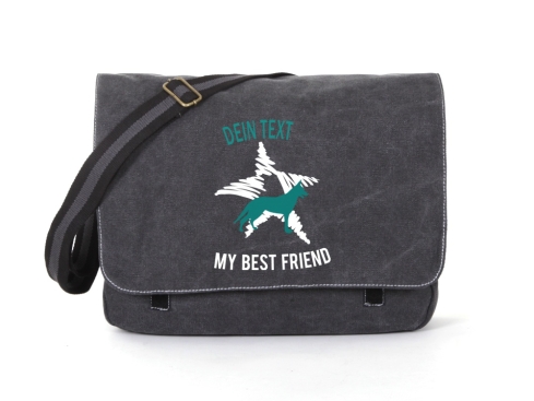 Wolfshund Canvas Tasche schwarz Dog Star