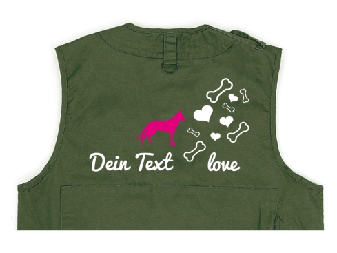 Wolfshund Hundesport Weste oliv Bones & Hearts