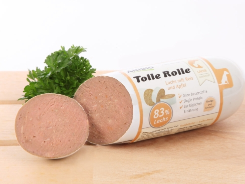Anibio Hundefutter Tolle Rolle Lachs mit Reis und Apfel