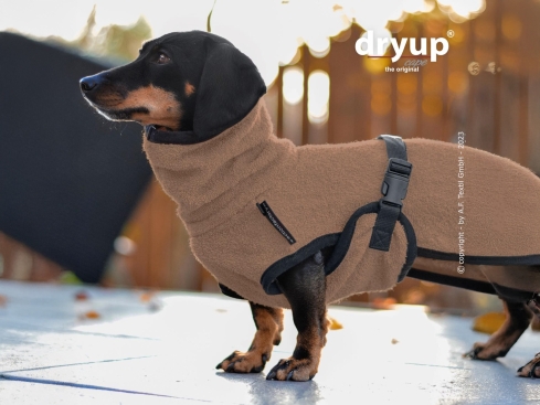 Dryup Cape Hundebademantel Dackel spezial coffee