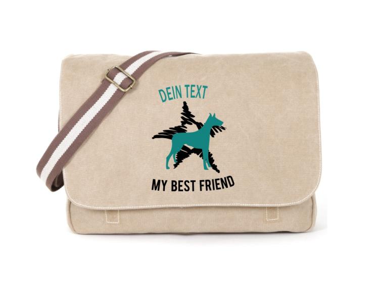 Dobermann Canvas Tasche sahara Dog Star 1
