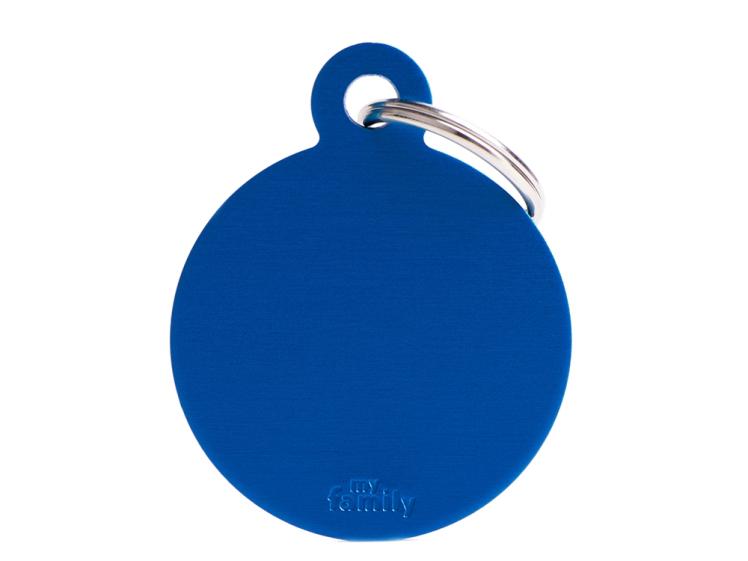 Hundemarke Kreis Alu blau groß mit Gravur 1