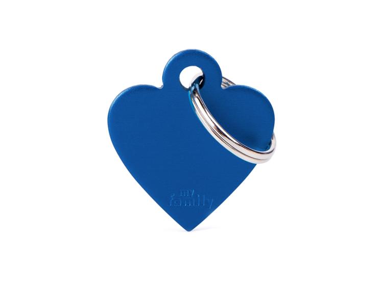 Hundemarke Herz Alu blau klein mit Gravur 1