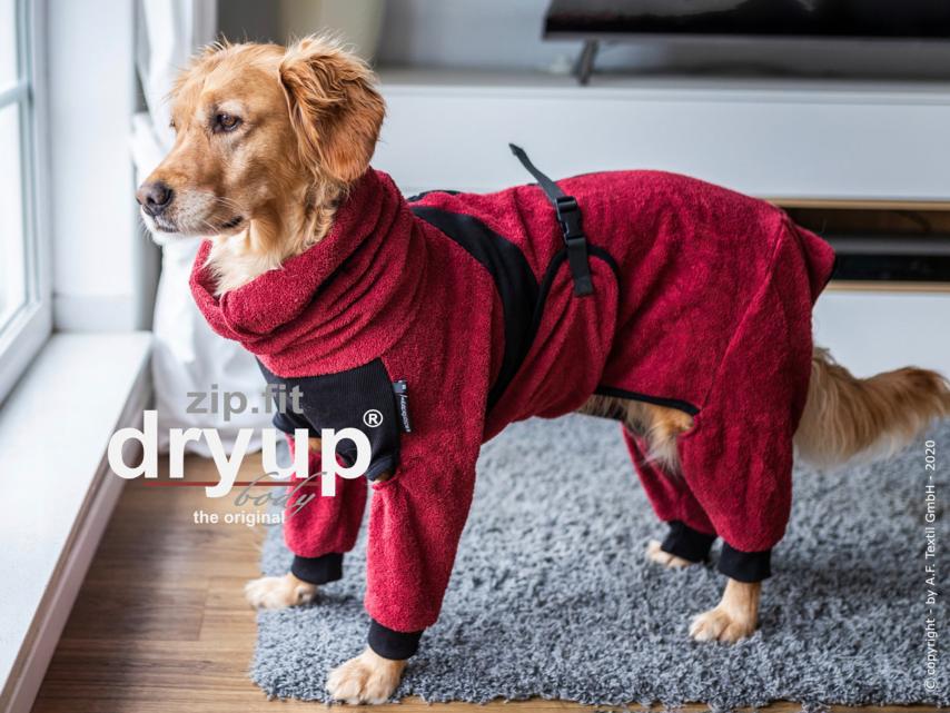 Dryup Body zip.fit Hundebademantel bordeaux XXL / 74 cm 1