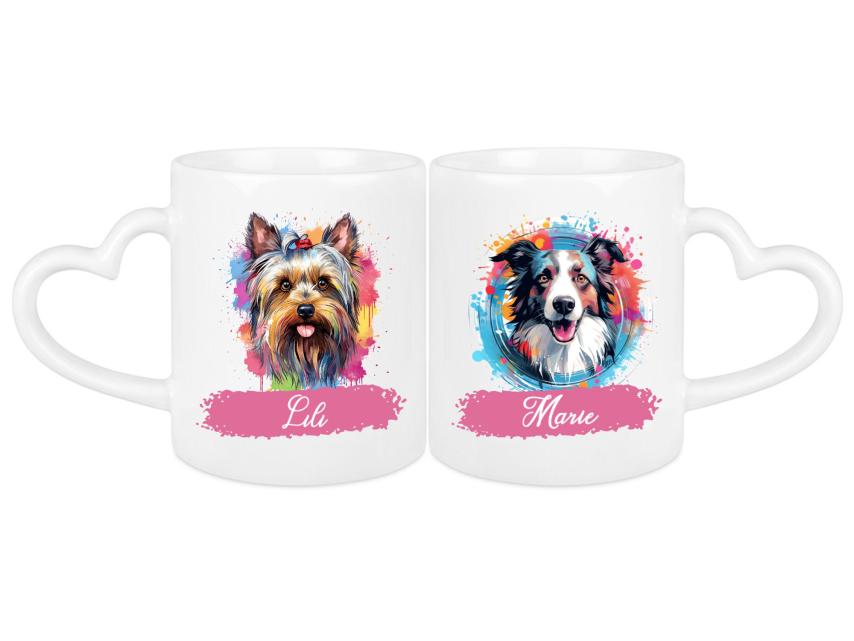 Hunde Duo Tasse - individuelle Herztasse 1