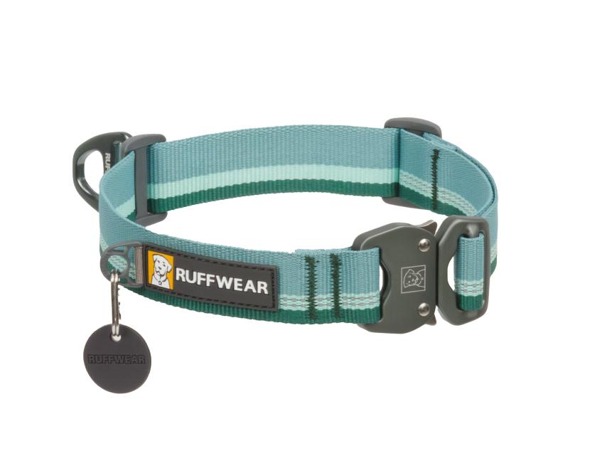 RUFFWEAR Top Rope Hundehalsband - Verstellbar (Größe M: 36-51 Cm), Reflektierend, Robust, Farbe River Rock Green