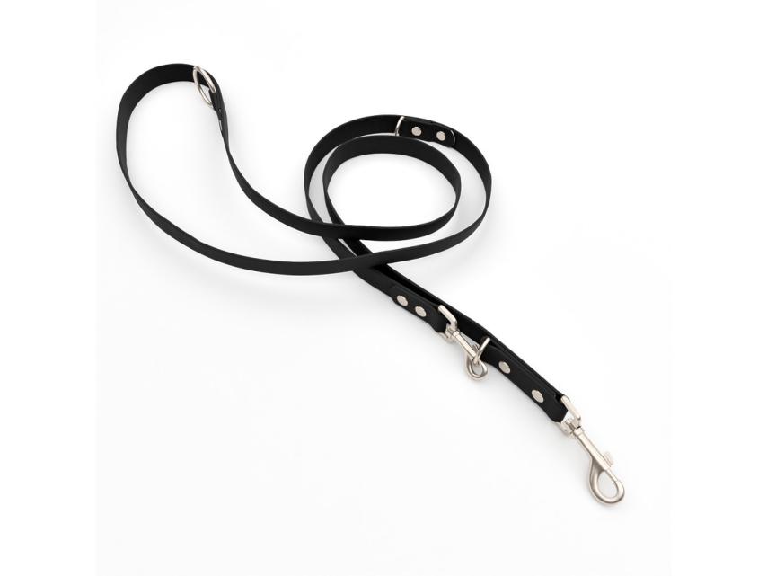 Captain’s Biothane verstellbare Hundeleine Fundstück Schwarz 13mm/300cm Edelstahl Nieten 1